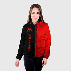 Куртка с капюшоном женская Король и Шут - red gradient по-вертикали, цвет: 3D-черный — фото 2