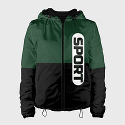 Женская куртка Sport чёрно-зелёный с белым
