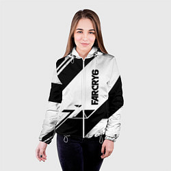 Куртка с капюшоном женская Farcry6 геометрия полосы, цвет: 3D-белый — фото 2