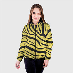 Куртка с капюшоном женская Светлый тигровый паттерн, цвет: 3D-черный — фото 2