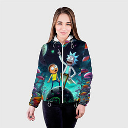 Куртка с капюшоном женская Рик и Морти на планете сказочных грибов, цвет: 3D-белый — фото 2