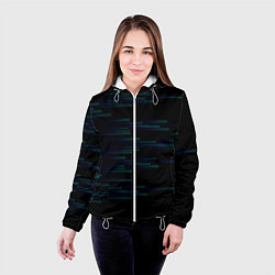 Куртка с капюшоном женская Color blue black strip, цвет: 3D-белый — фото 2