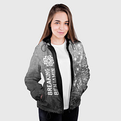 Куртка с капюшоном женская Breaking Benjamin - grey gradient по-вертикали, цвет: 3D-черный — фото 2