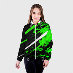Куртка с капюшоном женская Color black and green, цвет: 3D-белый — фото 2