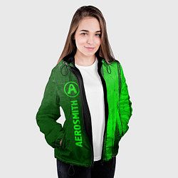 Куртка с капюшоном женская Aerosmith - green gradient по-вертикали, цвет: 3D-черный — фото 2