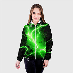 Куртка с капюшоном женская Color green black, цвет: 3D-белый — фото 2