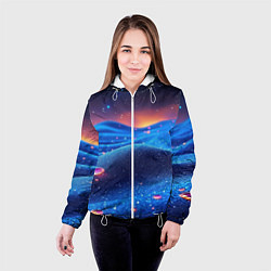 Куртка с капюшоном женская Синяя дюна - текстура, цвет: 3D-белый — фото 2