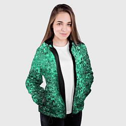 Куртка с капюшоном женская Бирюзовый аквамарин абстрактная текстура, цвет: 3D-черный — фото 2