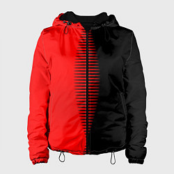 Куртка с капюшоном женская Чёрно-красный пополам с переходом, цвет: 3D-черный