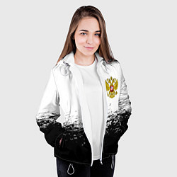 Куртка с капюшоном женская Россия черно белые краски, цвет: 3D-белый — фото 2
