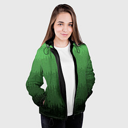 Куртка с капюшоном женская Зеленый градиент текстурные полосы, цвет: 3D-черный — фото 2