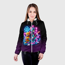 Куртка с капюшоном женская Гитарист Том и вокалист Джерри - неоновое свечение, цвет: 3D-белый — фото 2