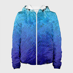 Куртка с капюшоном женская Сине-голубой градиент текстура, цвет: 3D-белый