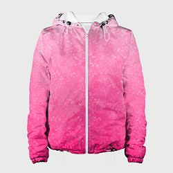 Куртка с капюшоном женская Розовый градиент с узором, цвет: 3D-белый