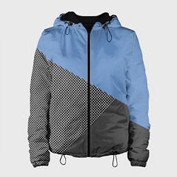 Куртка с капюшоном женская Сине-серый геометричный, цвет: 3D-черный
