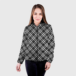Куртка с капюшоном женская Косая черно белая клетка, цвет: 3D-черный — фото 2
