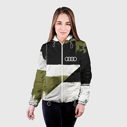 Куртка с капюшоном женская Ауди логотип, цвет: 3D-белый — фото 2