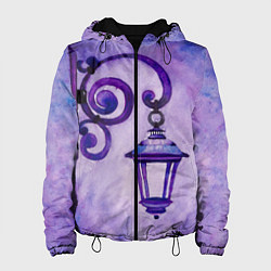 Куртка с капюшоном женская Уличный фиолетовый фонарь, цвет: 3D-черный