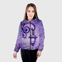 Куртка с капюшоном женская Уличный фиолетовый фонарь, цвет: 3D-черный — фото 2