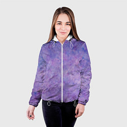 Куртка с капюшоном женская Фиолетовый свет фонаря, цвет: 3D-белый — фото 2