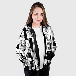 Куртка с капюшоном женская Чёрно-белый светлая абстракция, цвет: 3D-черный — фото 2