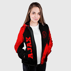 Куртка с капюшоном женская Ajax - red gradient вертикально, цвет: 3D-черный — фото 2