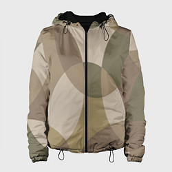 Куртка с капюшоном женская Цветной графический паттерн мозаика, цвет: 3D-черный