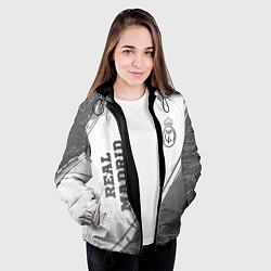 Куртка с капюшоном женская Real Madrid - white gradient вертикально, цвет: 3D-черный — фото 2