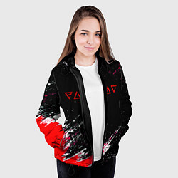 Куртка с капюшоном женская Ведьмак текстура краски, цвет: 3D-черный — фото 2