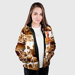 Куртка с капюшоном женская Победа 80 лет коллаж, цвет: 3D-черный — фото 2