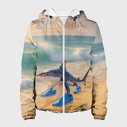 Куртка с капюшоном женская Тралалеро тралала мем, цвет: 3D-белый