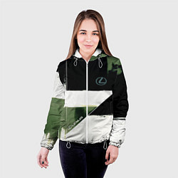 Куртка с капюшоном женская Lexus логотип, цвет: 3D-белый — фото 2