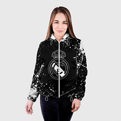 Куртка с капюшоном женская Real Madrid белые краски, цвет: 3D-белый — фото 2