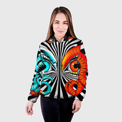 Куртка с капюшоном женская Глаз и щупальца, цвет: 3D-черный — фото 2