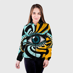 Куртка с капюшоном женская Глаз - психоделика, цвет: 3D-черный — фото 2