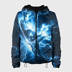 Куртка с капюшоном женская Бело-синяя туманность, цвет: 3D-черный