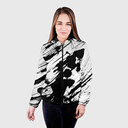 Куртка с капюшоном женская Брызги и штрихи черной краски, цвет: 3D-черный — фото 2