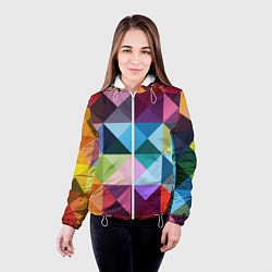 Куртка с капюшоном женская Цветные квадраты, цвет: 3D-белый — фото 2