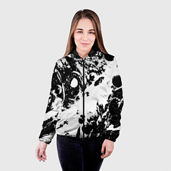 Куртка с капюшоном женская Белый с чёрной абстракцией, цвет: 3D-черный — фото 2