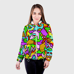 Куртка с капюшоном женская Абстрактный цветной паттерн, цвет: 3D-белый — фото 2