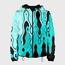 Куртка с капюшоном женская Чёрно-голубой абстракция, цвет: 3D-черный