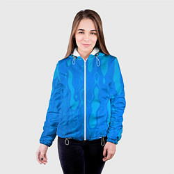 Куртка с капюшоном женская Голубой абстракция вода, цвет: 3D-белый — фото 2