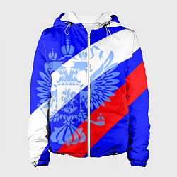 Женская куртка Герб России на фоне триколора синий