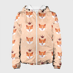 Женская куртка Паттерн с милыми мордочками собак породы корги