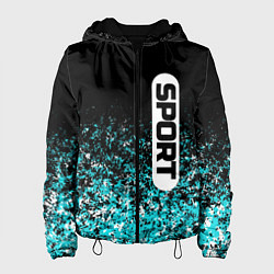 Женская куртка Sport чёрно-голубой пятнистый