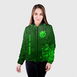 Куртка с капюшоном женская Gears of War - green gradient вертикально, цвет: 3D-черный — фото 2