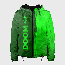 Куртка с капюшоном женская Doom - green gradient по-вертикали, цвет: 3D-черный