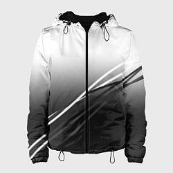 Куртка с капюшоном женская Градиент с полосами из белого в тёмный, цвет: 3D-черный