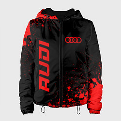 Куртка с капюшоном женская Audi - red gradient вертикально, цвет: 3D-черный