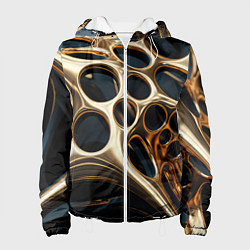 Куртка с капюшоном женская Черно-золотая абстракция, цвет: 3D-белый